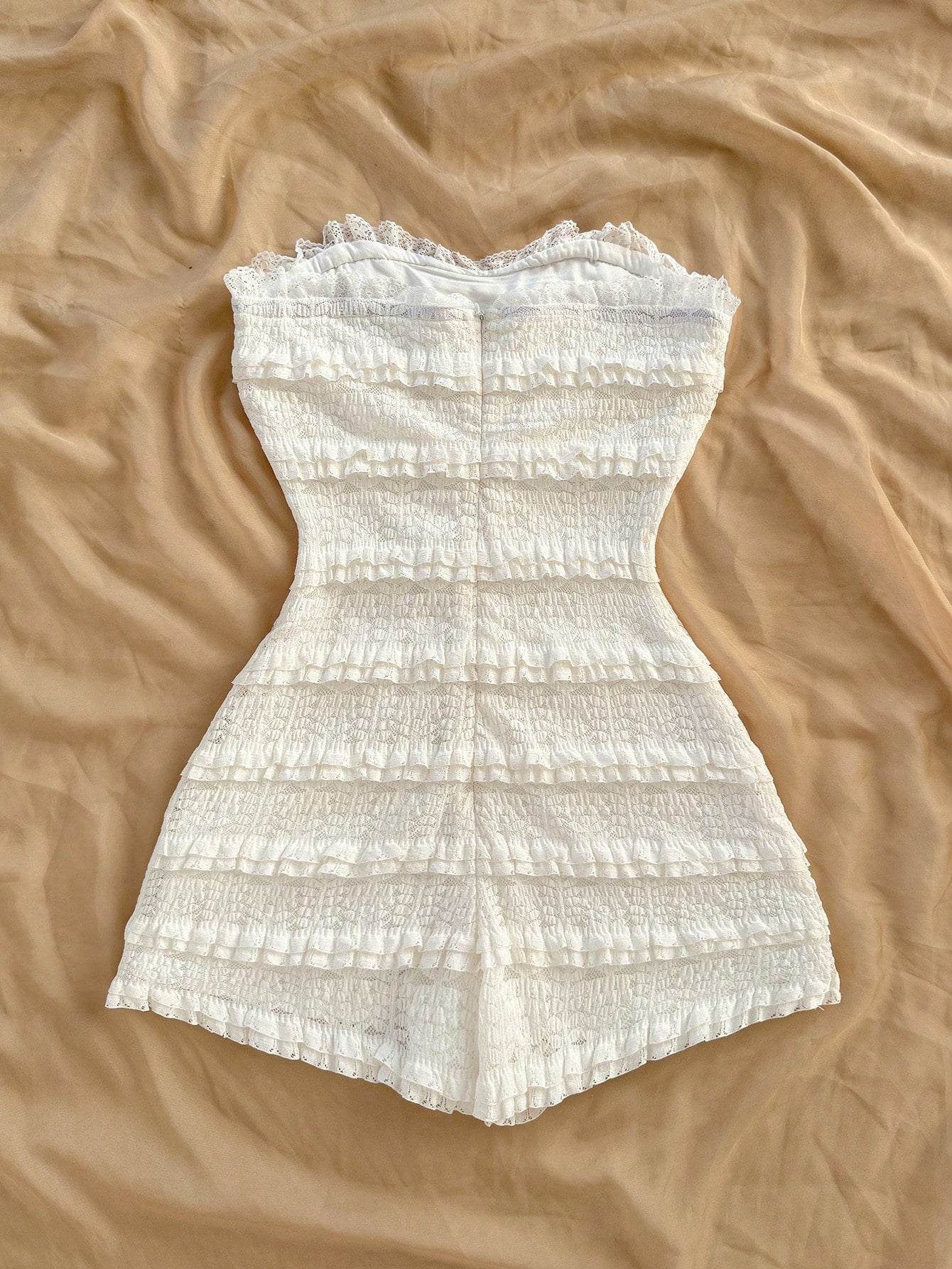Lace Trim Textured Body Romper
