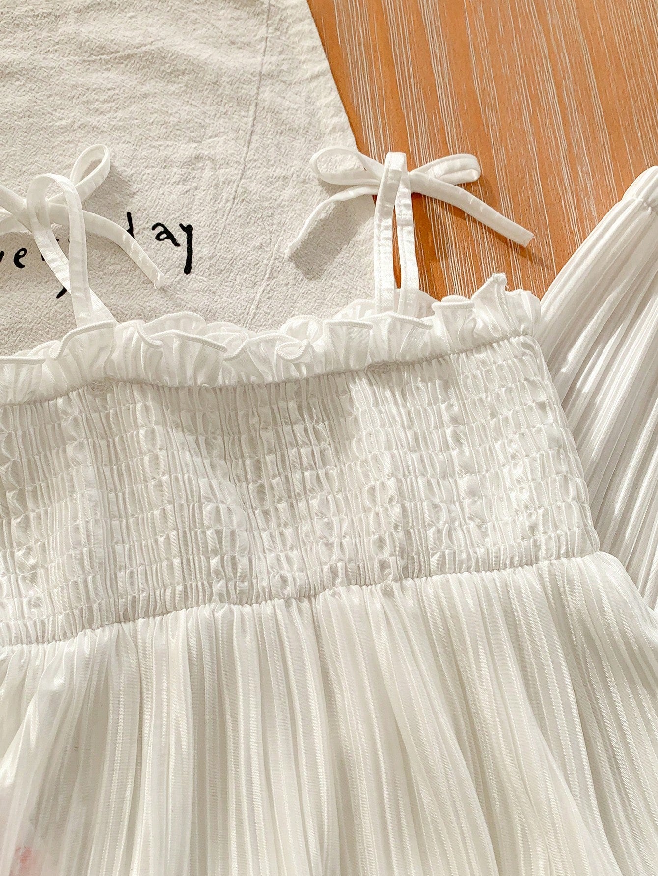 Baby Girls Cute Solid Color Pleated Camisole and Elastic Waist Long Pants 2 Pieces Set
