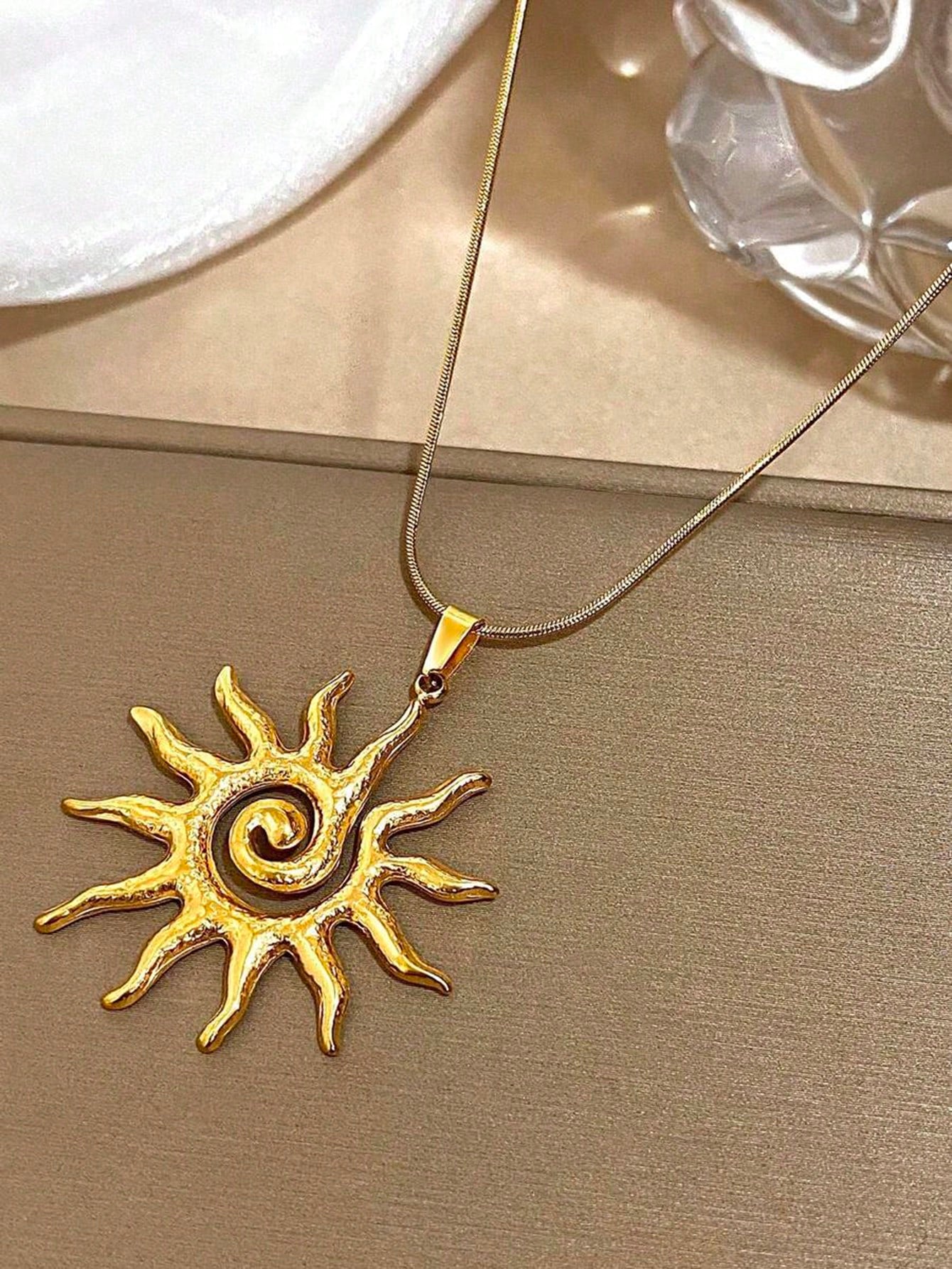 1 Pc Sun Totem Pendant Stainless Steel Necklace
