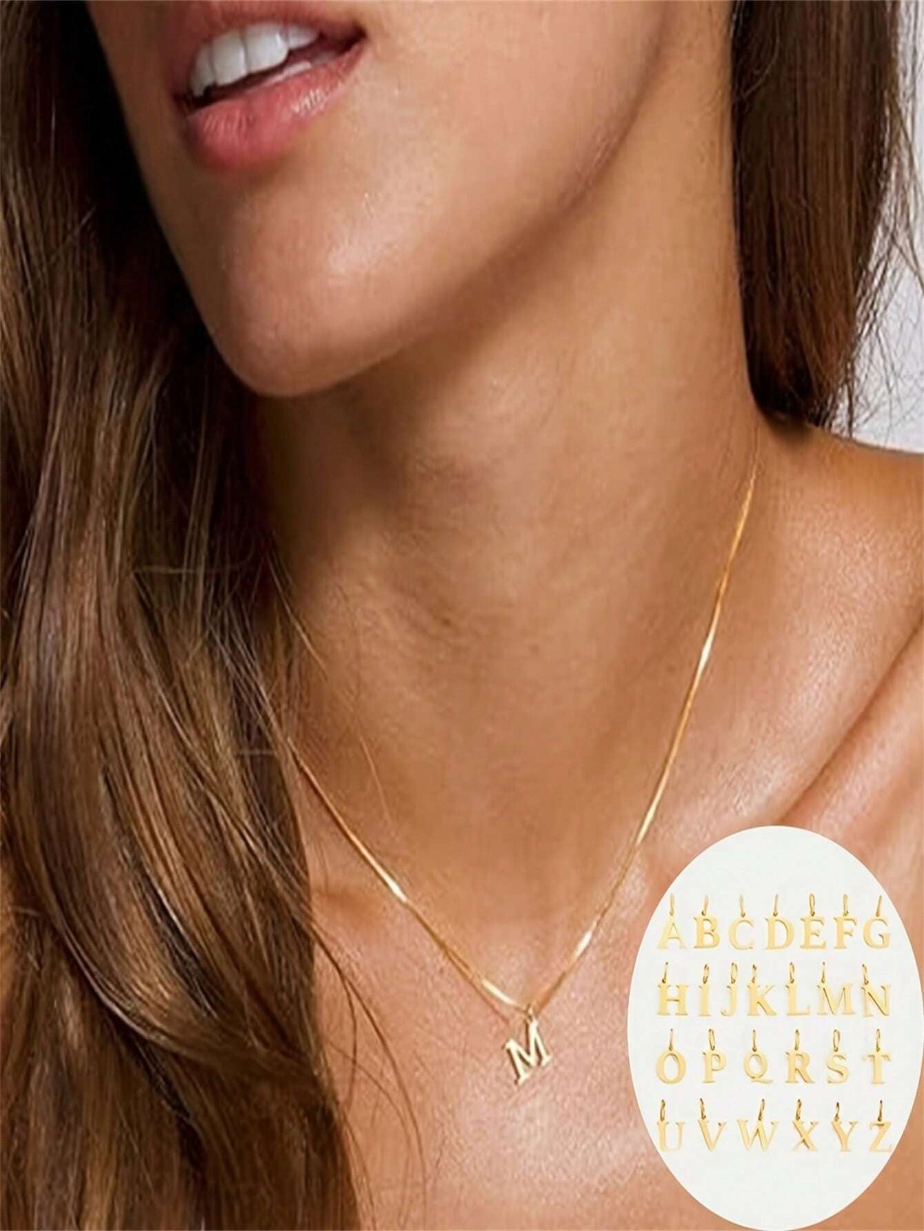 1PcNecklace, Stainless Steel A-Z English Initials Pendant