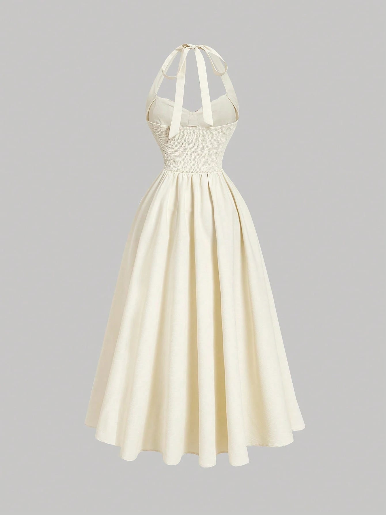 Halter Neck Ruched Bow Dress