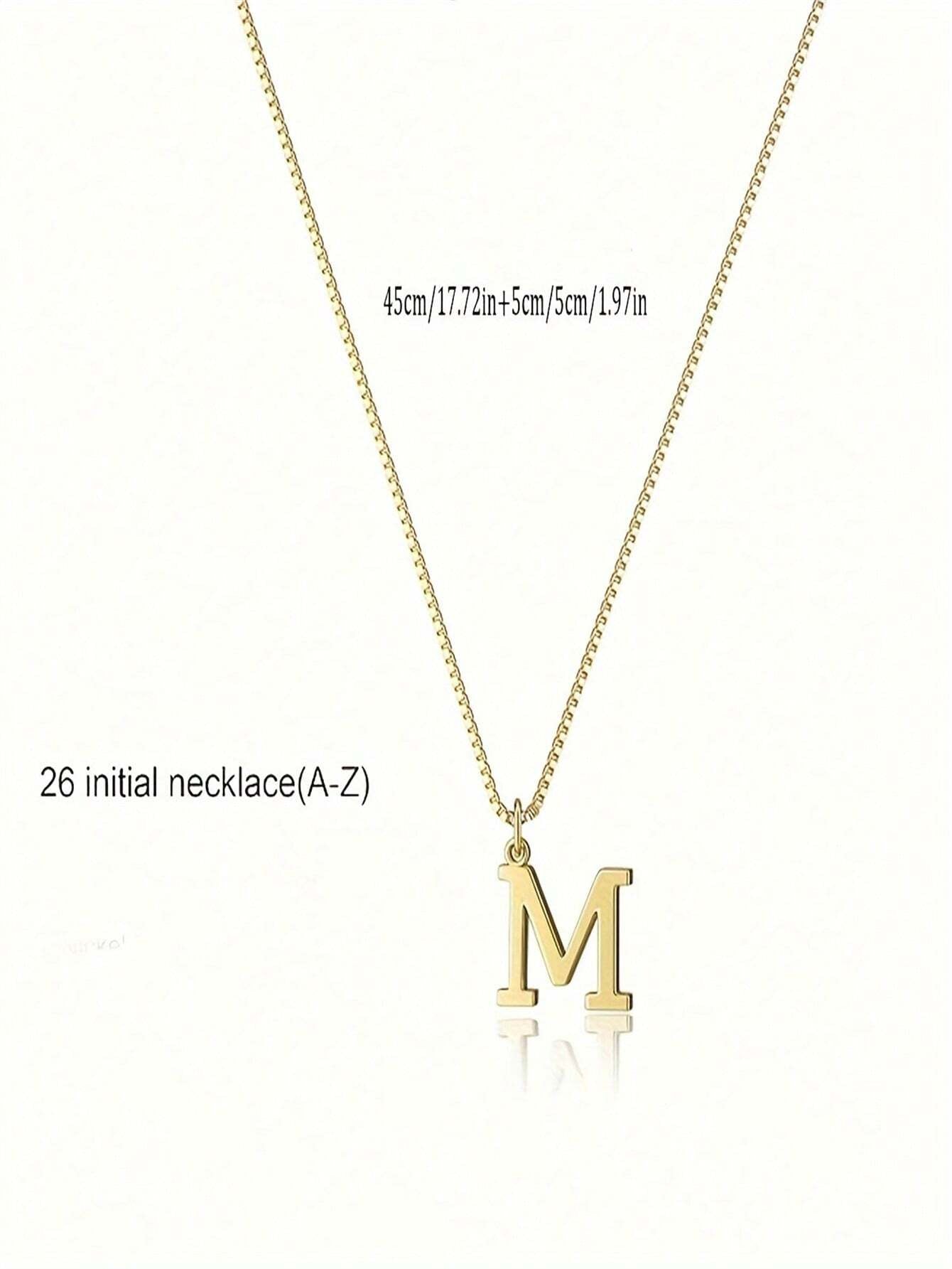 1PcNecklace, Stainless Steel A-Z English Initials Pendant