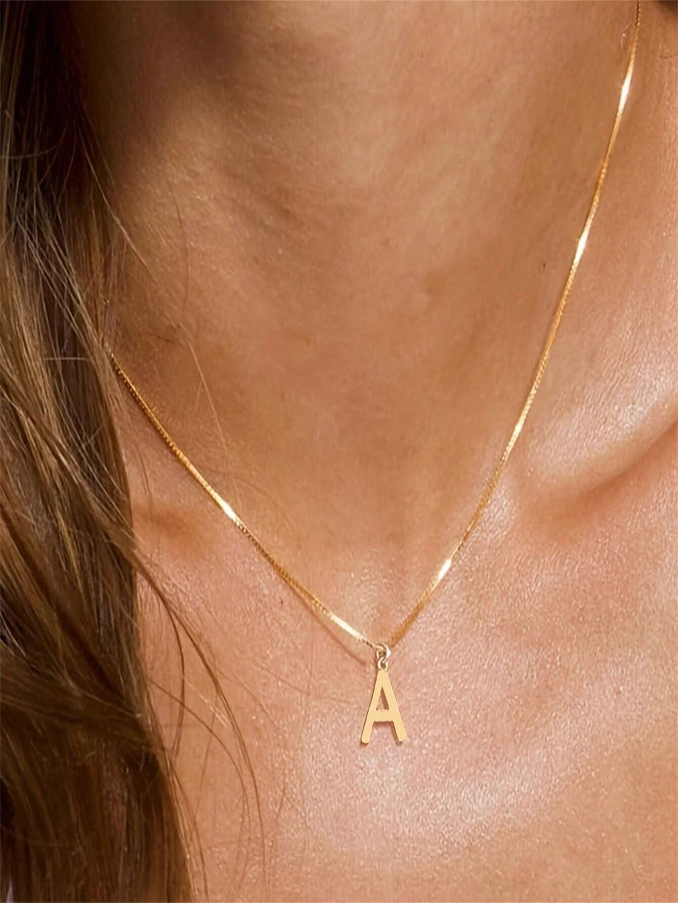 1PcNecklace, Stainless Steel A-Z English Initials Pendant