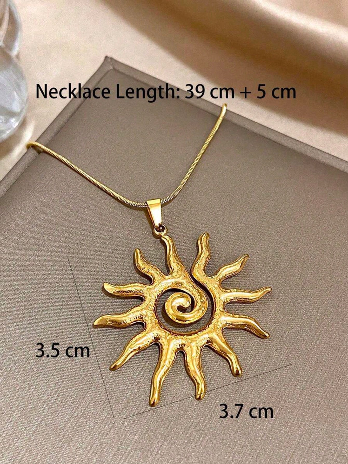 1 Pc  Sun Totem Pendant Stainless Steel Necklace 