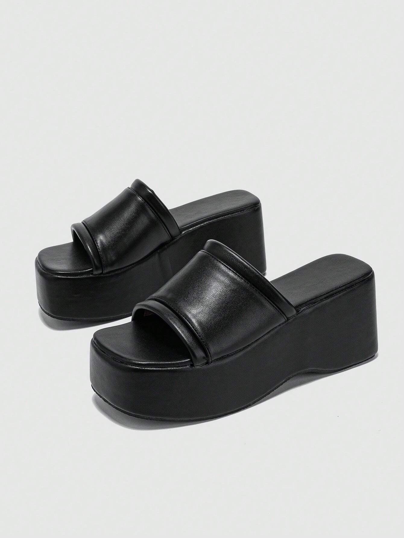 Women Wedge Sandal, Leather Slip-On Anti-Slip Waterproof Platform