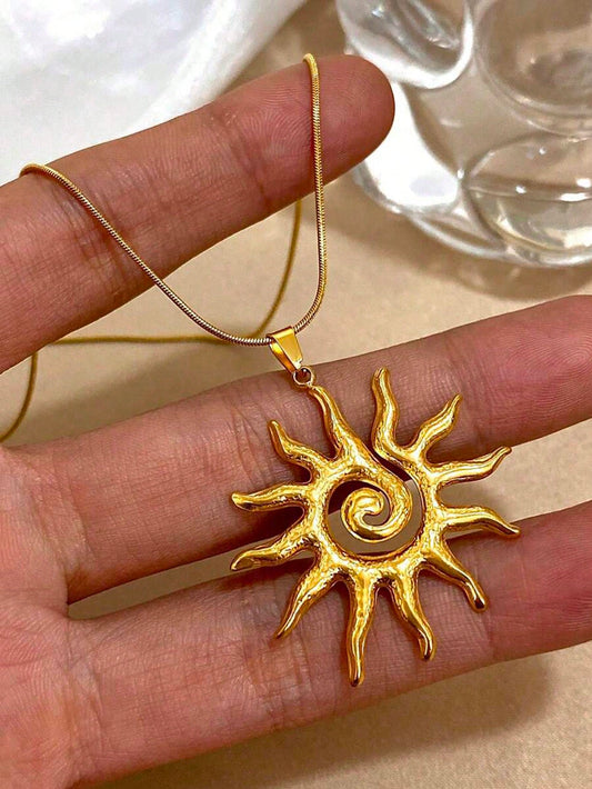 1 Pc  Sun Totem Pendant Stainless Steel Necklace 