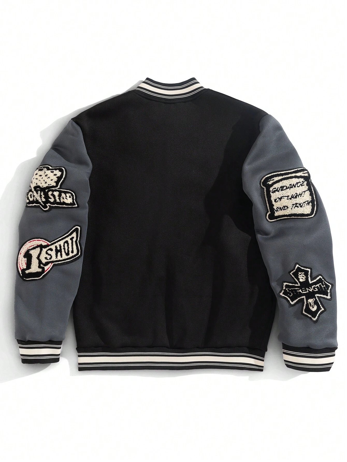  Casual Baseball Jacket with Letter Cross 