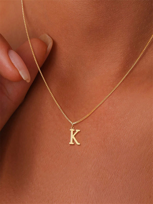 1PcNecklace, Stainless Steel A-Z English Initials Pendant
