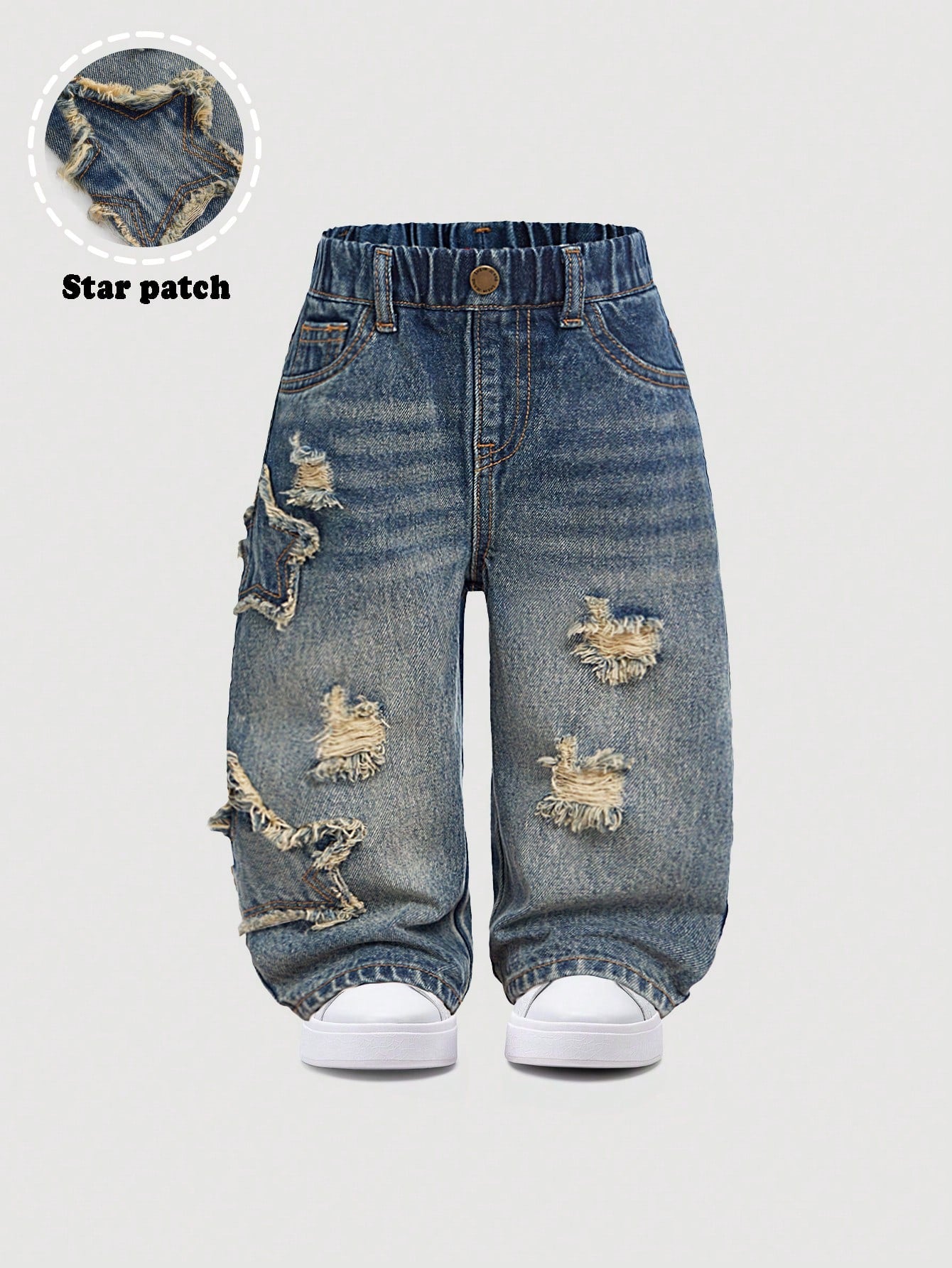Toddler/Baby Casual Cute Vintage Star Design Loose Fit Blue Jeans
