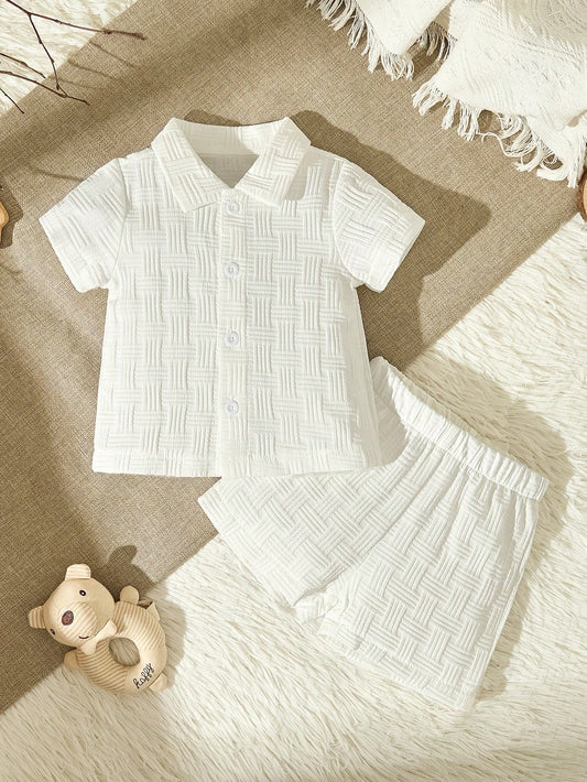  Kids/Baby Boy Textured Short Sleeve Shirt and Shorts Set