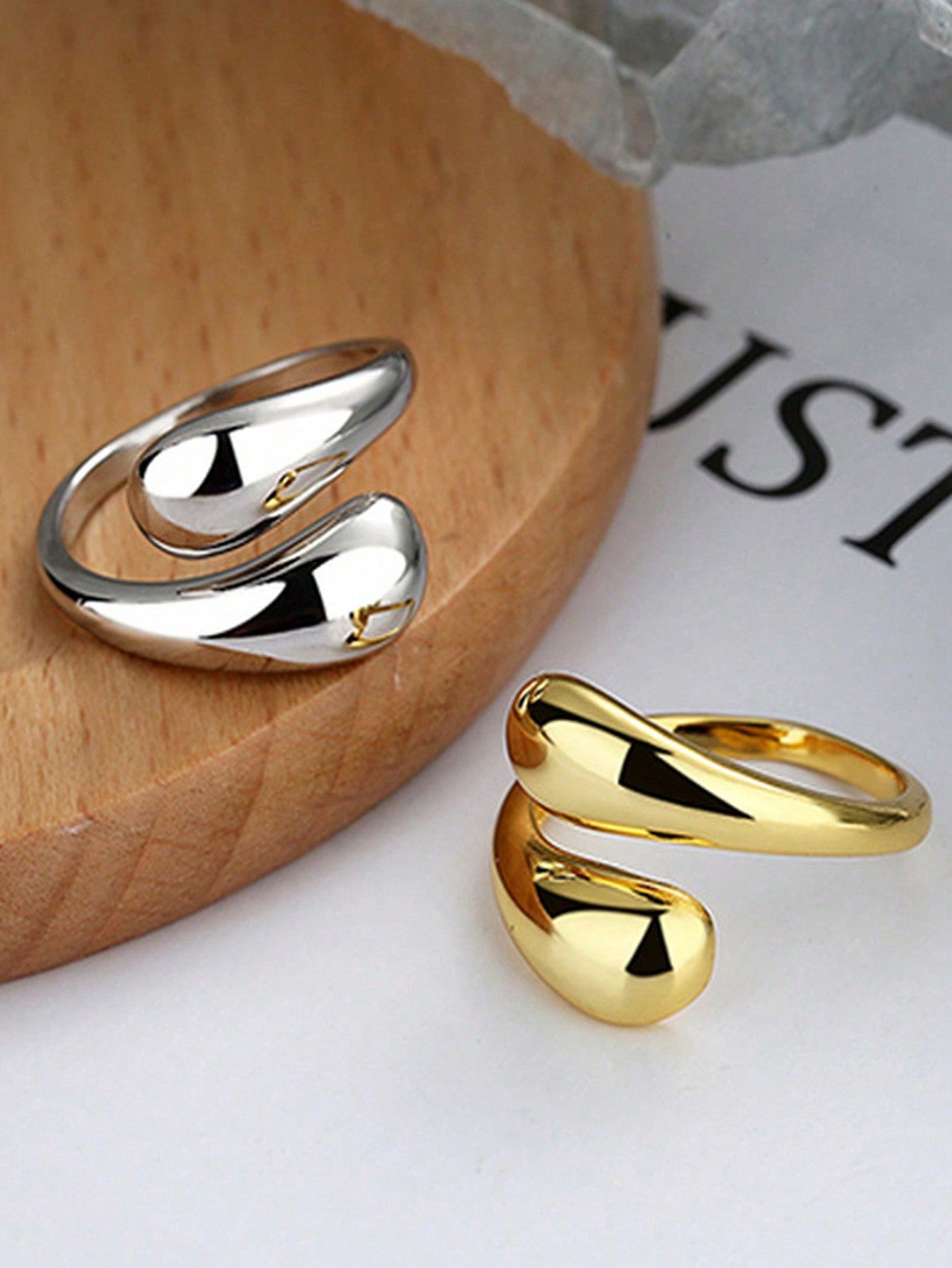  Water Drop Adjustable Stainless Steel Ring