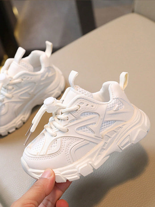 1Pair Of Soft Bottom Solid Color Mesh Fabric Sneakers, Breathable, Anti-Slip, Fashionable Baby Shoes