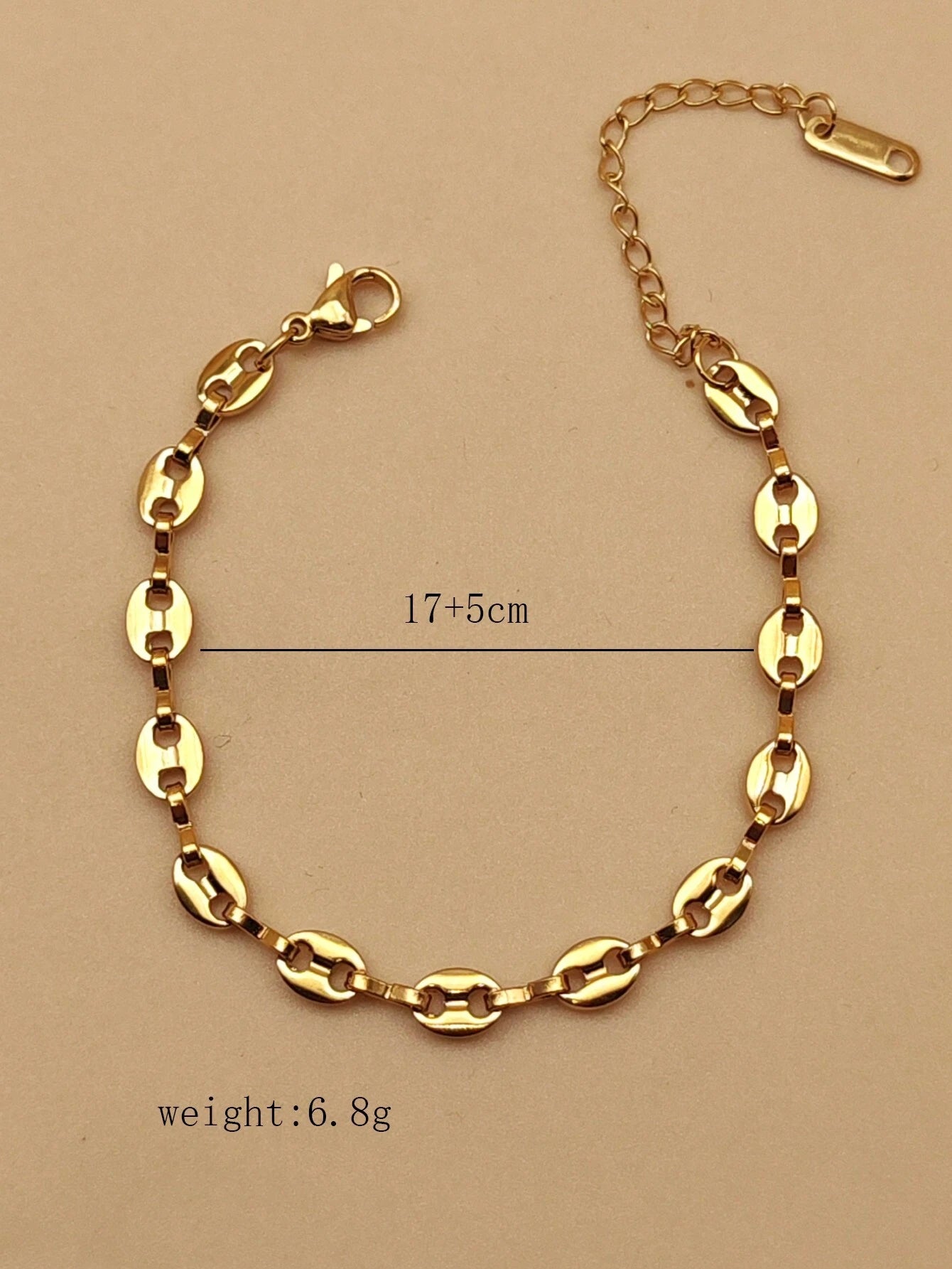 1Pc Fashionable Stainless Steel Oval Chain Bracelet