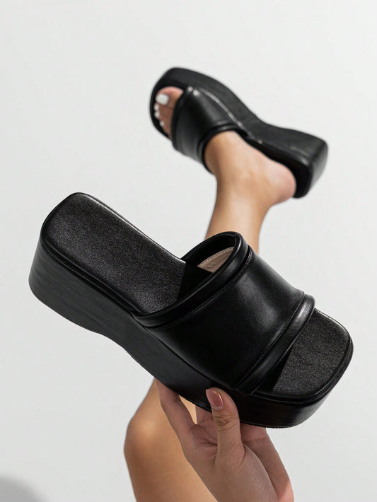 Women Wedge Sandal, Leather Slip-On Anti-Slip Waterproof Platform