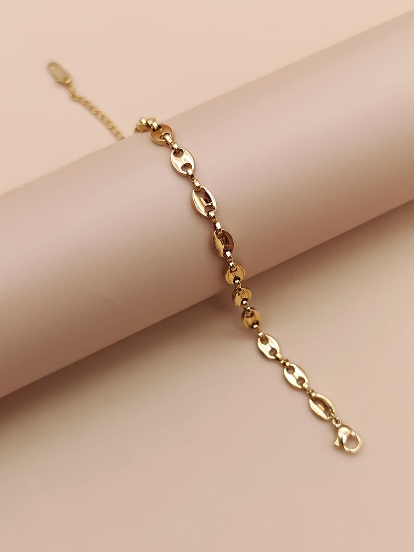 1Pc Fashionable Stainless Steel Oval Chain Bracelet
